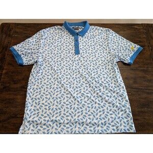 Jack Nicklaus XL Golf Polo Shirt STAYDRI Blue Feather Leaf Print Performance